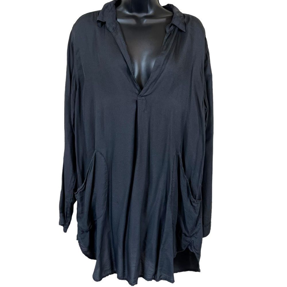 CP Shades Teton Tunic Top Cotton Silk Blend Black